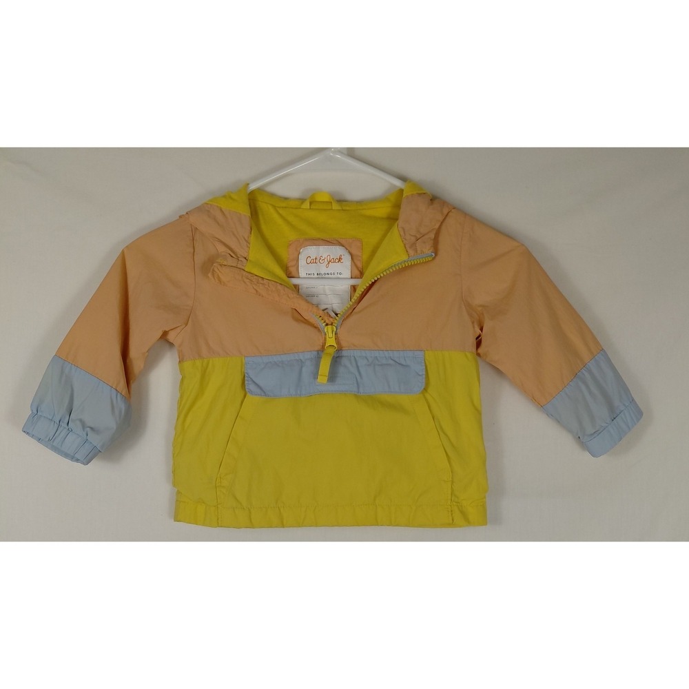 Cat & Jack Windbreaker 18M 1/4‎ Zip Pullover Lightweight Jacket Yellow Peach